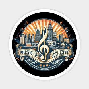 Retro Vintage Music City Magnet